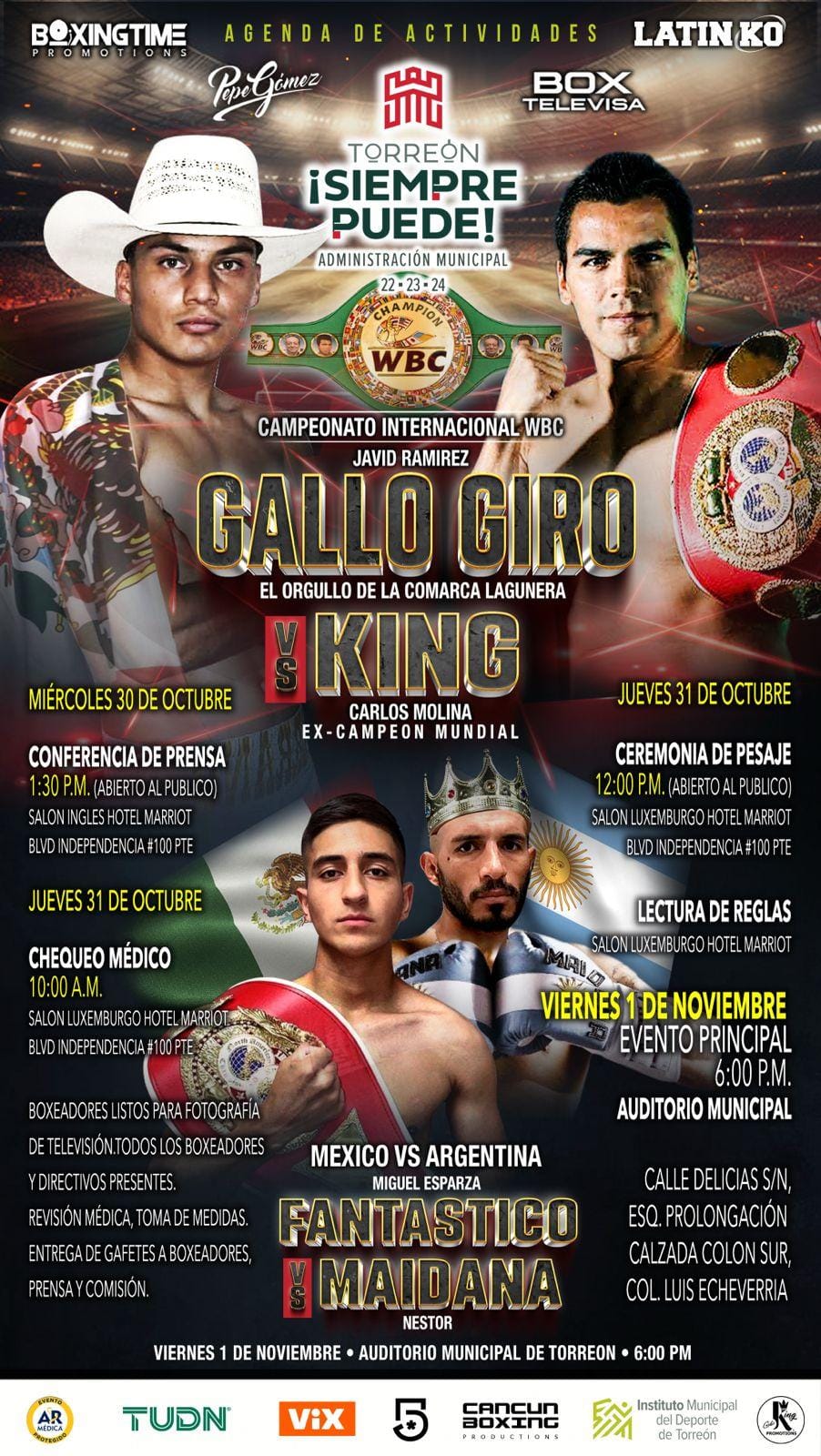 LLEGA BOX TELEVISA A TORREÓN CON CARTELERA INTERNACIONAL DE PRIMERA CATEGORÍA 