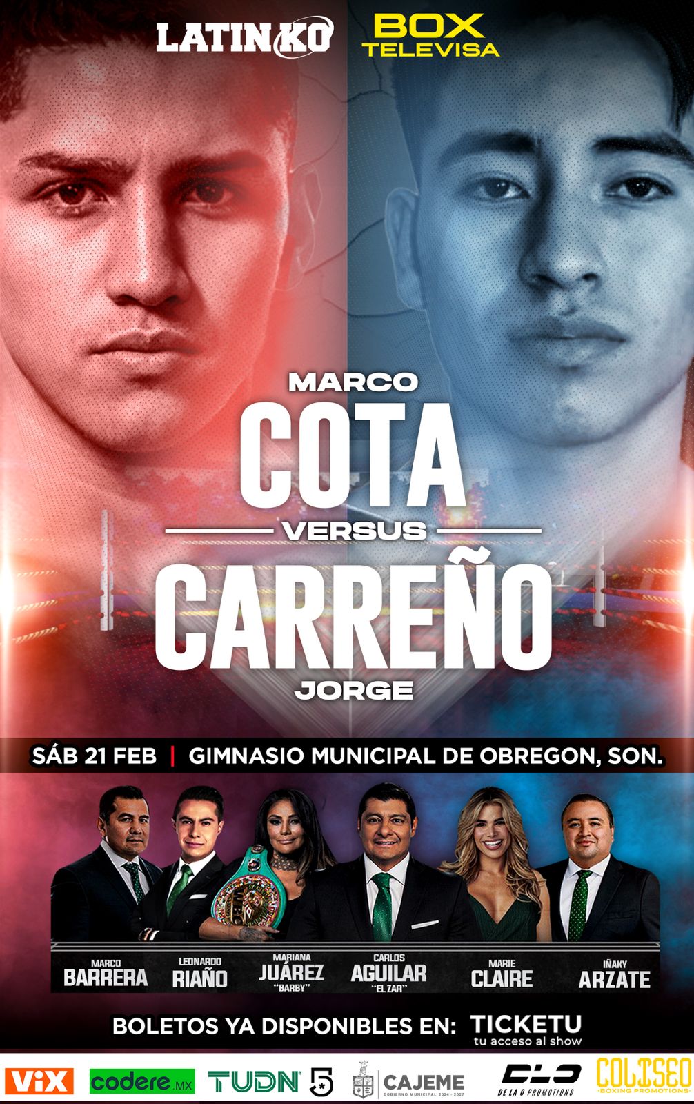 MARCO COTA EN TIRAZO DE ALARIDO FRENTE A JORGE CARREÑO DESDE OBREGÓN POR TELEVISA 